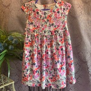 Gymboree Floral Dress Capped Sleeve Lined Rayon Cotton